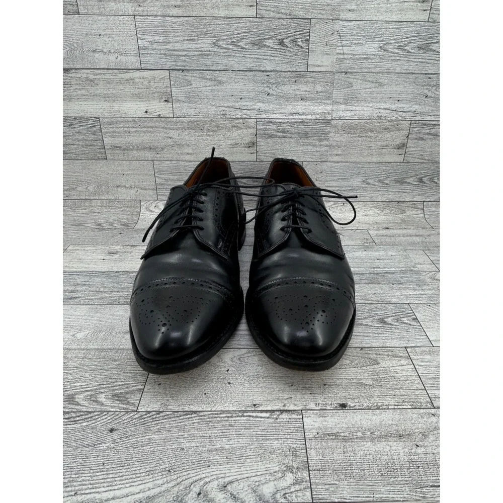 Allen Edmonds Sanford Black‎ Leather Cap Toe Brogue Derby Shoes Men Sz 8D 5207